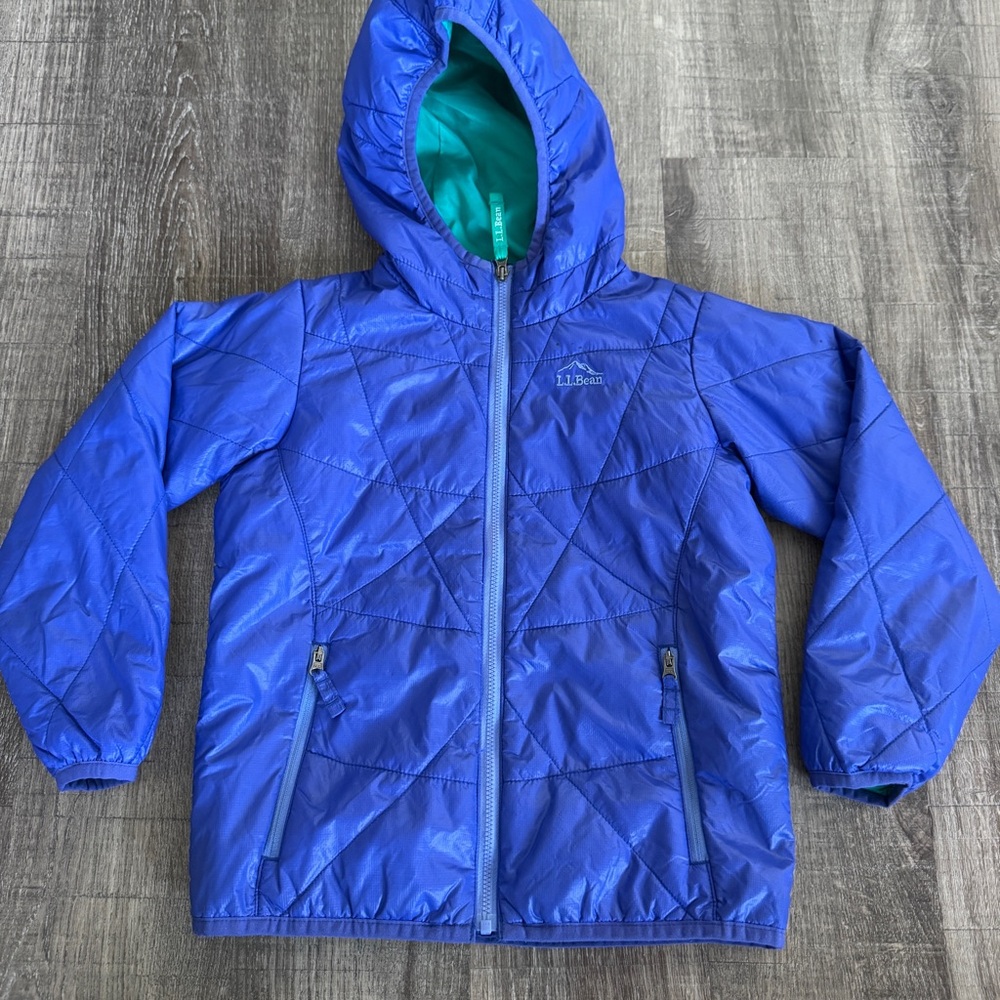 Kid's L.L. Bean Blue Hooded Light Puffer Jacket
